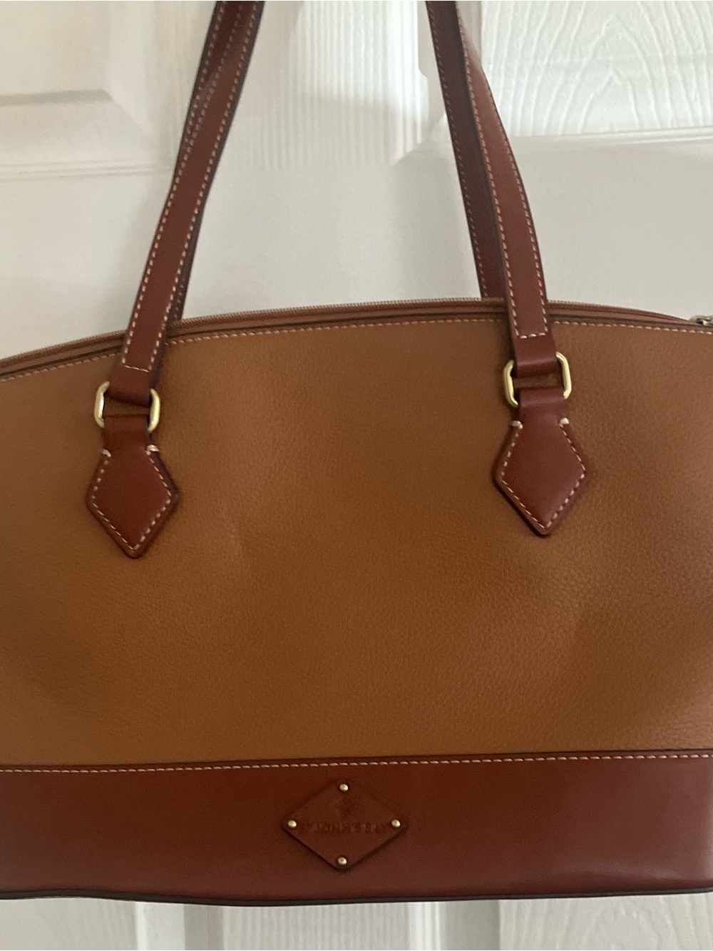ST John Bay Tan/Brown Leather Tote Bag